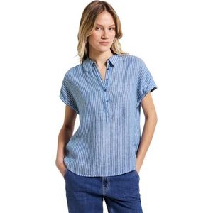 Street One Gestreepte linnen hemdblouse voor dames, Serenity Blue, 42