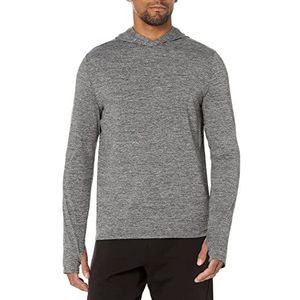 Amazon Essentials Heren Tech Stretch T-shirt met lange mouwen en capuchon, Grijs Ruimteverf, XS