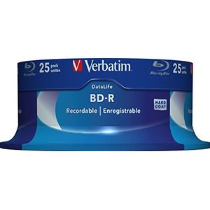 Verbatim BD-R SL Datalife - Blu-Ray-schijf 25 GB, 6x brandsnelheid, krasbescherming, 25 Pack Spindle