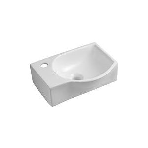 iBathUK Moderne compacte keramische witte glans garderobe wastafel muur opgehangen badkamer wastafel - 400 x 225 mm