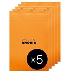 RHODIA Clairefontaine 19200C notitieblok, nr. 19, A4+, klein geruit, 80 vellen, geruit, 80 g, gecoat, 5 stuks