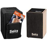 Sela SE 158 FR Primera Black Cajon beginner bundel met rugzak, cajon pad, Frans Cajon boek, CD en DVD
