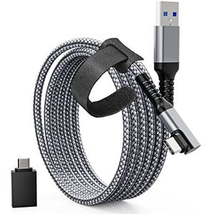 Tiergrade Link kabel 3M compatibel met Quest2/Pico 4, USB A naar C kabel accessoires met 5 Gbps gegevensoverdracht, nylon gevlochten USB 3.0-kabel voor VR headset en gaming-pc