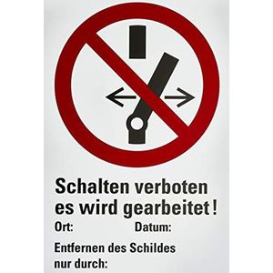 PVC-schild, wit, 300 x 200 mm Niet schakelen het zal worden gewerkt.