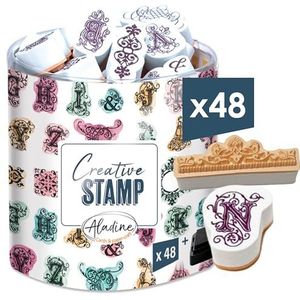 Aladine - Stampo Scrap - stempelset voor creatieve kaarten - Scrap, DIY, knutselen - stempelset om overal mee naartoe te nemen + zwart stempelkussen inbegrepen (Arabeske)