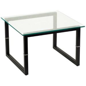 Flash Furniture Glazen bijzettafel, metaal, helder/zwart, set van 1