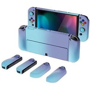 PlayVital Beschermende Case Cover voor Nintendo Switch OLED,AlterGrips Dockable Hard Shell voor Switch OLED,Ergonomische Grip Cover Joycon met Duimgreep Caps&Knop Doppen-Gradiënt Violet Blauw