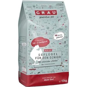 GRAU - het origineel - Droogvoer voor honden - Senior - Gevogelte, 1 verpakking (1 x 12 kg), glutenvrij, voor gevoelige oudere honden