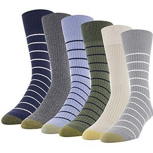 GOLDTOE Men's Stanton Crew Socks, Multipairs, Light Grey Assorted (6-Pairs), Large