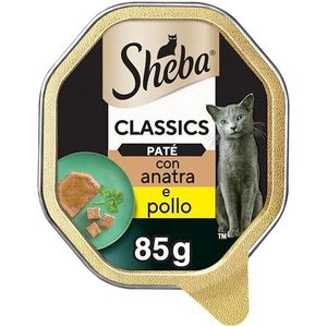Sheba Classics in Paté - Kattenvoer in Paté met Fijne Stukjes - Eend en Kip - Graanvrij - 22 x 85g