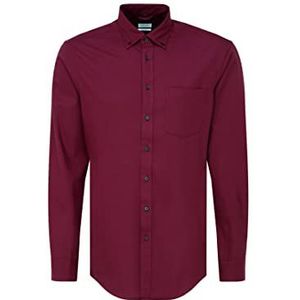 Seidensticker Herenoverhemd - strijkvrij overhemd met rechte snit - regular fit - lange mouwen - button down kraag - 100% katoen, donkerrood, 43
