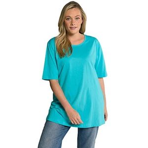 Ulla Popken Basic T-shirt voor dames, ronde hals, Diep aqua, 50/52 NL