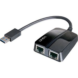 LINDY 43123 USB 3.0 Gigabit Ethernet converter met switch, zwart