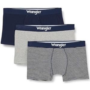 Wrangler Boxershorts voor heren in marineblauw/streep/grijs, Marineblauw/Streep/Grijs Marl, XL