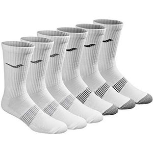 Saucony Heren Run Dry Athletic Crew Socks Run Dry Athletic Crew Socks, wit (6 paar), Shoe Size: 13-15