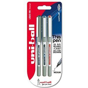 uni-ball Eye Fine UB-157 Rollerball Pen - Verschillende kleuren (Pack van 3)