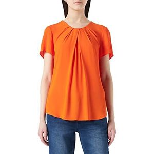 Seidensticker Damesblouse - Fashion blouse - ronde hals - korte mouwen - 100% viscose, oranje, 36