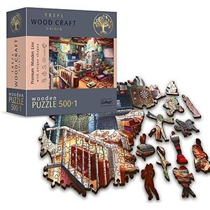 Trefl - Wood Puzzle: Treasures in the Attic - 500+1 Stuks, Wood Craft, Onregelmatige Vormen, 50 Figuren, Moderne Premium Puzzel, Doe-Het-Zelf, voor Volwassenen en Kinderen vanaf 12 jaar