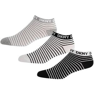 DKNY Heren enkels, dames designer katoenen sokken in zwart/wit/grijs strepen, 37-40, Zwart/Wit/Grijs Streep, 37-40