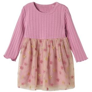 NAME IT Nbfrinnas Ls Jurk voor babymeisjes, roze, 56 cm