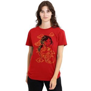 Mulan Mushu winderige illustratie dames T-shirt, rood, groot, Rood, L