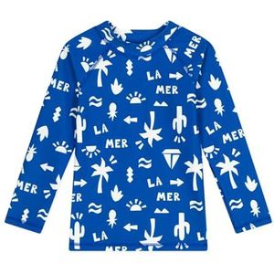 Petit Bateau Jongens Anti-UV Lange Mouwen T-Shirt, Porselein/Marshmallow, 5 Jaar