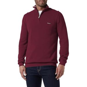 GANT Cotton Pique Half Zip, Rich Wine, XL
