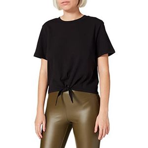 NA-KD T-shirt voor dames met knoop aan de voorkant, zwart, XL