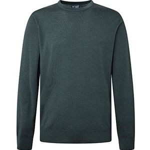 Hackett London Heren GMD Merino Silk Crew Pullover Sweater, Pine Green, XXL