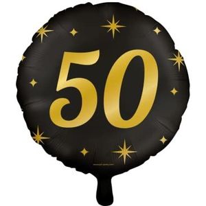 PD-Party 7031807 Decoratief Party Folie Ballonnen | Natuurlijk Rubber (Latex) - Goud/Zwart 50, Diameter 46 centimeter