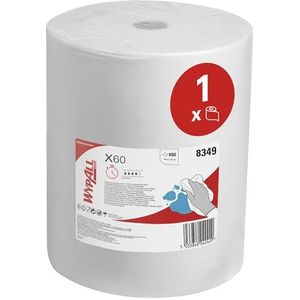 WypAll X60 General Clean Multi-Task reinigingsdoeken 8349, herbruikbare absorberende doeken, 1 grote rol x 650 witte industriële reinigingsdoeken