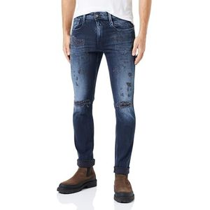 Replay Anbass Slim Fit Broken Edge Jeans voor heren, donkerblauw 007, 27W / 30L