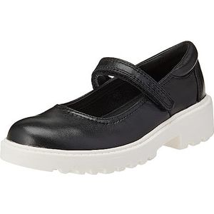 Geox Dames J Casey Girl P Ballet Flat, zwart wit, 37 EU