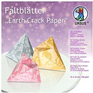 Ursus Earth Crack 3335599 Vouwblaadjes, 15 x 15 cm, 50 vellen, gesorteerd in 10 kleuren