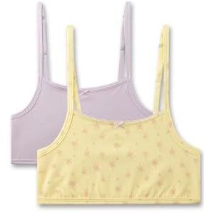 Sanetta Meisjesbustier Geel| Comfortabele en comfortabele bustier voor meisjes van katoenmix. Ondergoed met strikjes en palm-allover | Inhoud: set van 2 meisjes bustier, geel, 140 cm