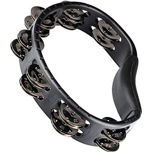 Meinl Percussion HTMT1BK Tambourine (ABS-kunststof) met vernikkelde stalen klemmen (2-rijen) handmodel zwart