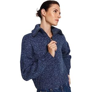 Trendyol FeMan oversized basic gebreide trui met staande kraag, blauw, L, Blauw, L