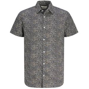 JACK & JONES Heren Jprblasummer Print Shirt S/S Aw24 Casual, Greige/pasvorm: Slim fit, S, Greige/Pasvorm: Slim Fit, S