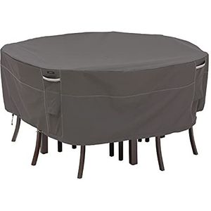 Classic Accessories Ravenna ronde afdekking voor tuintafel en stoelen, Dark Taupe/Mushroom/Espresso (178 cm, groot)