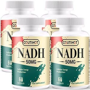 NADH 50mg, NADH Capsules Plus 200mg CoQ10, Antioxidant vorm van Vitamine B3, Energie, Vermoeidheid en NAD+ Ondersteuning (4 Pack)