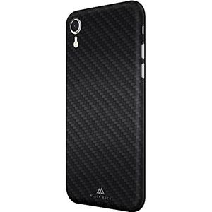 Black Rock - Ultra Thin Iced Case Cover compatibel met Apple iPhone XR I half transparant, dun, slank, PU cover, draadloos opladen, Fiber, Carbon (Flex Carbon-Zwart)