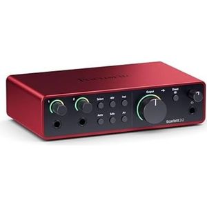 Focusrite Scarlett 2i2 4e generatie USB-audio-interface voor opnemen, schrijven, streamen en podcasts — High-Fidelity, studiokwaliteit en alle benodigde opnamesoftware