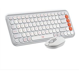 Logitech POP ICON COMBO, Bluetooth-toetsenbord- en muiscombinatie, comfortabel typen, programmeerbare toetsen en knoppen, stil klikken, Easy-Switch tot 3 apparaten - Wit