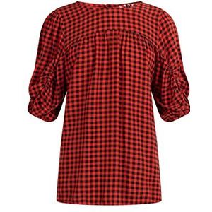 EUCALY Damesblouse, Zwart/Rood, S