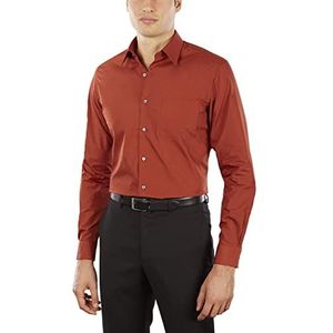 Van Heusen Heren overhemd getailleerd poplin effen, Persimmon