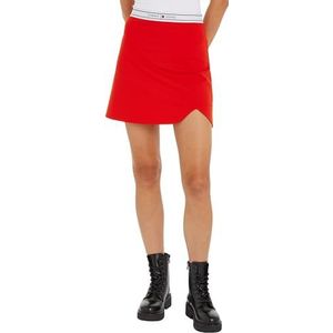Tommy Jeans Dames Tjw Logo Taping Mini Rok Fit & Flare, Diepe Crimson, XL