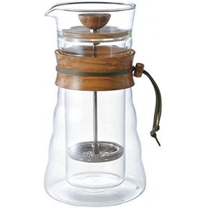 Hario Koffiezetapparaat, glas, hout, transparant, 2 kopjes
