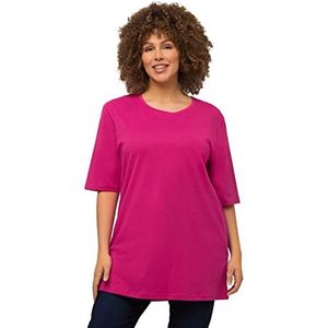 Ulla Popken Basic T-shirt met ronde hals voor dames, fuchsiapink, 66-68