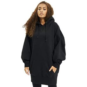Urban Classics Damestrui met capuchon, lange oversized hoodie, oversized, zwart, XS