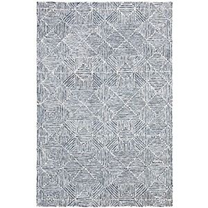Safavieh Hedendaags tapijt voor woonkamer, eetkamer, slaapkamer - Abstract Collection, Korte Pool, Blauw en Ivoor, 76 x 122 cm